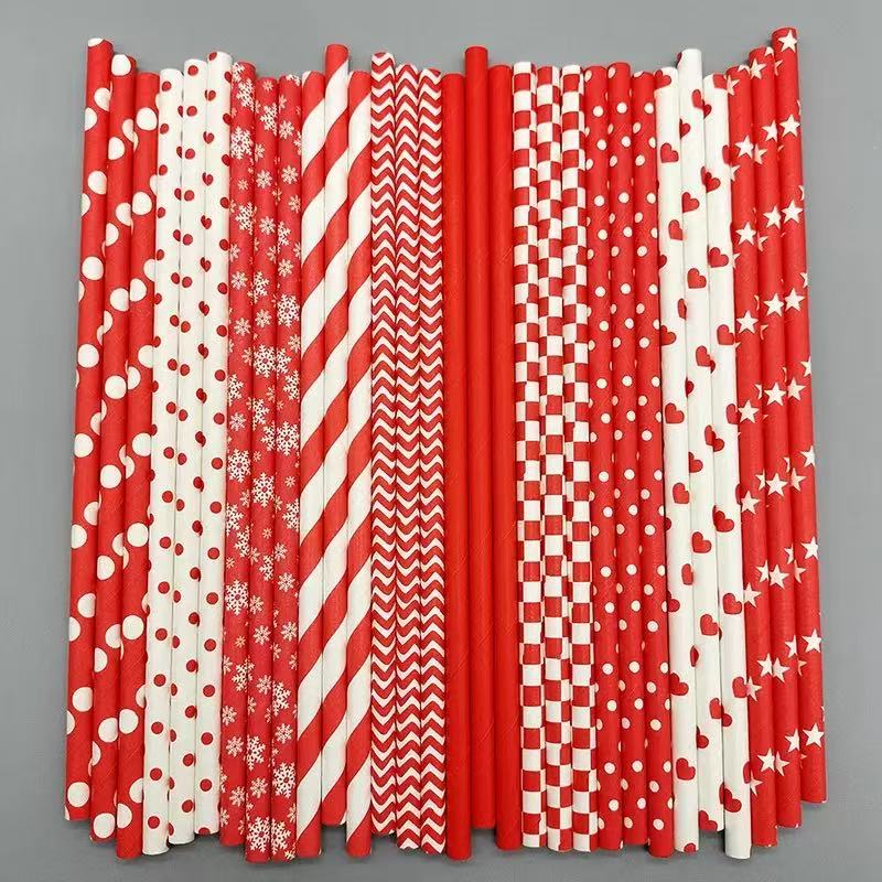 Colorful Customized Color Food Grade Biodegradable Recyclable Disposable Paper Straws for Coffee Tea Water Juice Beverage Party