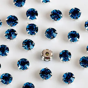 圆形水晶花式石材点背玻璃珠，带爪子，用于珠宝设计