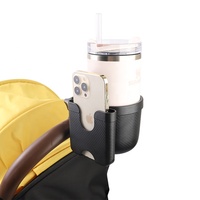 Porte-gobelet et support de téléphone pour poussette 2 en 1, support de boisson universel de voyage, texture en fibre de carbone, porte-gobelet pour poussette