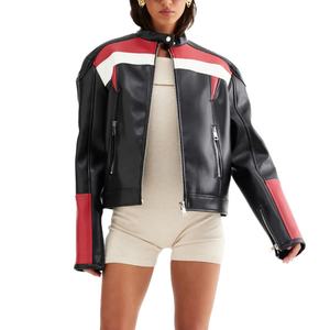 Nouveautés Prix de Gros Mode Rétro Décontracté Style Unisexe Veste en Cuir Vegan Style Racer - Product Image 4