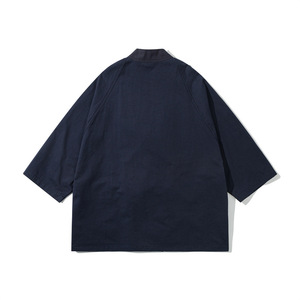 2025 OEM urbano Retro japonés Streetwear suelta Kimono camisa hombres verano Color bloque bolsillo <span class=keywords><strong>Haori</strong></span> Casual Oversized Breeze camiseta - Product Image 3