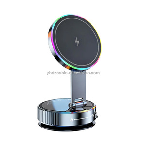 Support de charge sans fil magnétique rotatif à 360°, pliable, avec éclairage LED RGB, support de téléphone multi-angles réglable, <span class=keywords><strong>chargeur</strong></span> rapide pour smartphone - Product Image 3