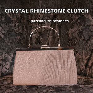 Bolso de Mano de Moda con Pedrería de Cristal y Cadenas, Forro de Poliéster, Bolso de Noche Ligero para Mujer - Product Image 2