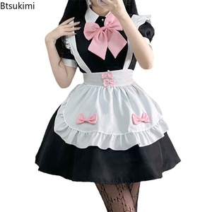 Yeni <span class=keywords><strong>Kawaii</strong></span> Pembe Yay Lolita Üniforma Cosplay Kostüm Siyah Hizmetçi Elbisesi Japon Anime JK Sevimli Kız Seti Parti Performansı Kıyafeti - Product Image 1