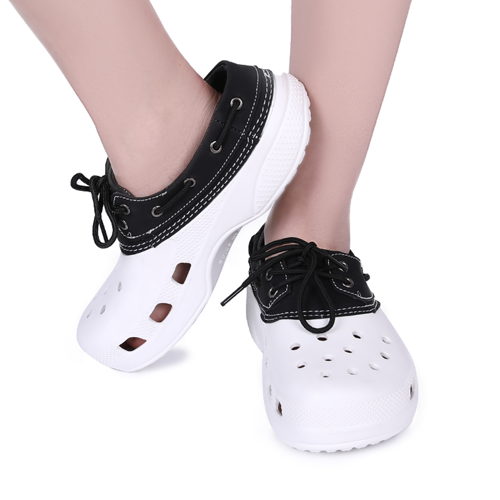 Новый дизайн, остров унисекс, обувь для лодок, летняя пляжная обувь и бассейн для отдыха Eva, черно-белая Повседневная Платформа с открытым носком и кружевом