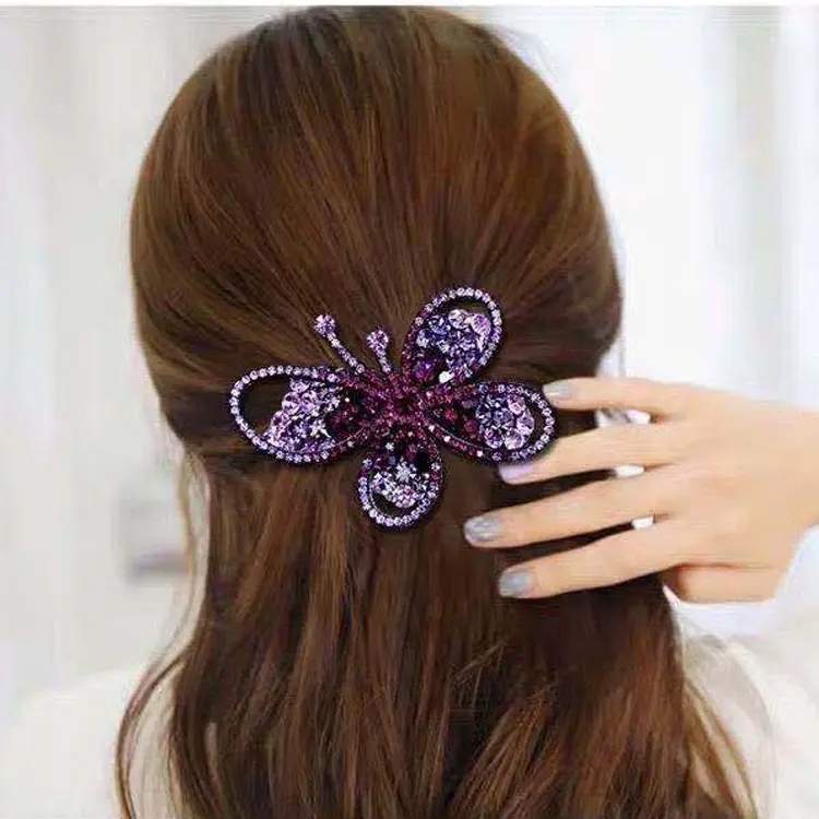 Elegante Haarschmuck im koreanischen Stil Bunte Bling Crystal Hairgrip Butterfly Bow Spring Haars pange für Damen