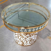 Vente en gros Table de salle à manger ronde à structure métallique dorée Table de luxe en acier inoxydable pour événement et banquet pour mariage