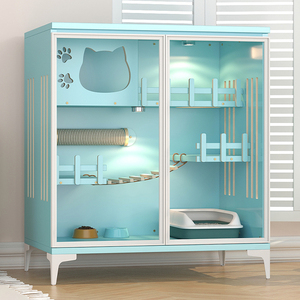 Casas para Mascotas de Madera Sólida, Muebles de Madera Seguros y Transpirables, Villa de Lujo de Múltiples Niveles para Gatos de Interior - Product Image 4