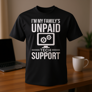 Camiseta de diseño de ingeniero informático: Soy el soporte técnico sin sueldo de mi familia - Product Image 3