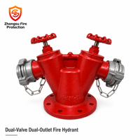 Manifold Selang Pemadam Kebakaran Dua Outlet Dengan Dua Katup Kontrol Handwheel Pasokan Langsung Pabrik Perlindungan Kebakaran Konstruksi Suplai Air