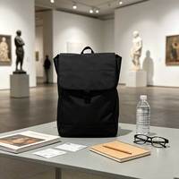 Tas Ransel Laptop Anti Air Custom Pria Minimalis dengan Tutup Lipat, Tas Bisnis Ringan untuk Kantor, Perjalanan, dan Komputer, Grosir
