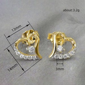 Orecchini a perno a cuore vuoto da donna, graziosi accessori per l'orecchio da indossare tutti i giorni, per outfit casual e come regalo - Product Image 3