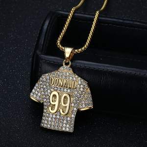 Hip Hop Rugby Donald 99 Jersey Waterproof Tarnish Free Stainless Steel Fashion Jewelry <b>Pendant</b> <b>Necklace</b> <b>Gold</b> Plated Male Man <b>Men</b> - Product Image 2