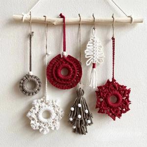 Ornamenti natalizi macramè appesi da parete Set di ornamenti natalizi decorazione bohémien regalo di <span class=keywords><strong>natale</strong></span> fatto a mano - Product Image 3