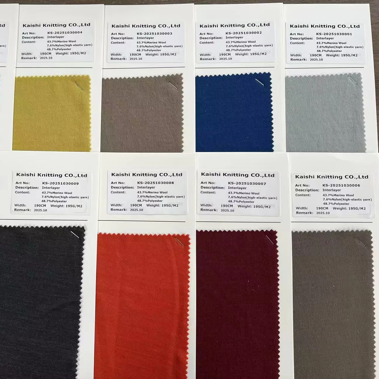 Merino Wool Blend Air Layer Knit Fabric | 43.7% Wool + Nylon + Polyester Moisture Wicking Textile