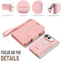 Étui portefeuille de luxe en cuir PU compatible avec iPhone 18 DUO, avec fentes pour cartes, support vertical et horizontal