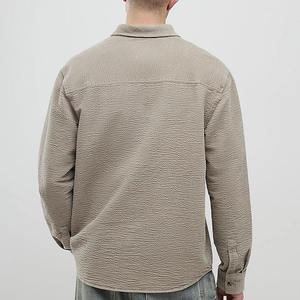 Chemise-veste en velours côtelé <span class=keywords><strong>beige</strong></span> pour homme, manches longues, boutonnée, avec poche poitrine, tissu côtelé doux pour vêtements de travail décontractés - Product Image 4