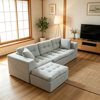 Canapé modulaire en L avec chaise longue, ensemble moderne en tissu capitonné, léger, flexible et convertible, sans assemblage, pour salon