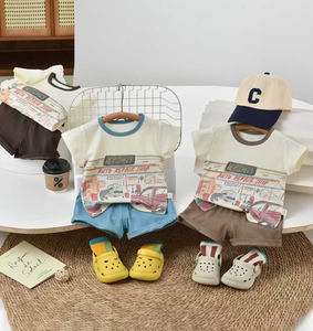 Ensemble t-shirt + short pour garçon, ensemble de vêtements décontractés d'été pour garçons avec motifs de dessins animés, ensemble deux pièces en coton - Product Image 6