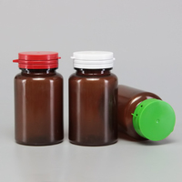 Bouteille en plastique PET marron de 120 ml pour capsules de vitamines et compléments alimentaires avec bouchon à anneau de traction – Prix usine