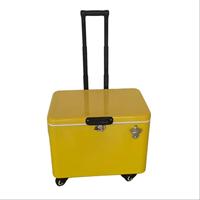 Chariot isotherme roulant 40L/50L, nouveau design, seau à glace métallique, boîte à glace isotherme avec roues et poignée de traction pour l'extérieur