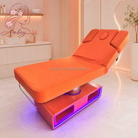 Table de massage électrique multifonctionnelle pour le visage, réglable, chauffante, pour les soins des cils, avec lampe et armoire de rangement
