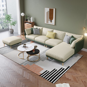 Wash Free Tech Fabric <b>Sofa</b> Modern Simple Latex Corner Chaise Nordic Fabric <b>Sofa</b> Set For <b>Small</b> Living Room - Product Image 2