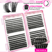 Kit Ekstensi Bulu Mata DIY 280pcs Bulu Mata Individu Cluster 30D40D 10-16mm 0.07mm CD Mix Lash Clusters Bond Seal Lash Applicator