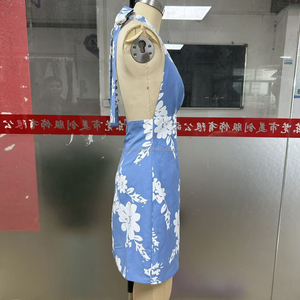 <span class=keywords><strong>Robe</strong></span> mini à imprimé floral personnalisé pour femmes, <span class=keywords><strong>robe</strong></span> <span class=keywords><strong>dos</strong></span> nu à col en V profond, robes pour femmes - Product Image 5