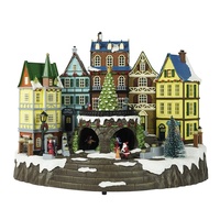 Anyou Grande musique lumineuse Igloo européen Décorations de vacances Ornements de Noël Maisons de village de Noël éclairées