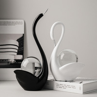 Boule de cristal moderne Art déco Swan Ornements Figurines de couple en céramique pour la maison Porche Salon Vin ou meuble TV Décoration