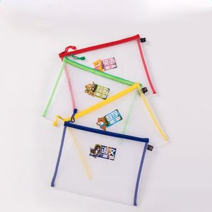 Custom Private Label Nylon <b>A4</b> Transparent PVC <b>File</b> Bag Document Pouch Durable <b>File</b> Organize Zipper <b>File</b> Bag for Student - Product Image 1