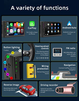 Autoradio Android BQCC 7 pouces double DIN, CarPlay sans fil OEM, écran HD, lecteur multimédia stéréo MP5, FM, USB, visionnage de films, caméra de recul