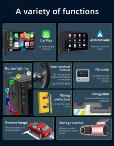 Bqcc 7 "2DIN OEM không dây Carplay HD màn hình hiển thị đa phương tiện Stereo đài phát thanh xe MP5 đài phát thanh FM AM Android Auto Car DVD Player - Product Image 6