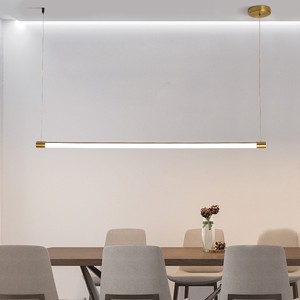 Minimalist Led Long Strip Pendant <b>Light</b> Gold 90W120 <b>Single</b> Head For Dining Room Bar Office Use - Product Image 1