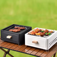 Barbecue au charbon de bois portable d'extérieur en fer thermolaqué avec dispositif de sécurité anti-flamme, facile à assembler et à nettoyer pour le camping et l'utilisation en extérieur