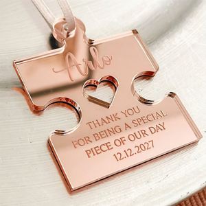 Tarjetas de Lugar de Boda de Acrílico con Rompecabezas, Marcadores de Asiento Personalizados con Nombre, Números Grabados con Láser, Invitación para Mesa - Product Image 1