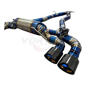 Échappement Catback en alliage de titane Vortex pour BMW M8 F91 F92 F93 4.4T S63, finition bleu brûlé, avec X-Pipe et double valve, embouts quadruples en carbone - Product Image 3