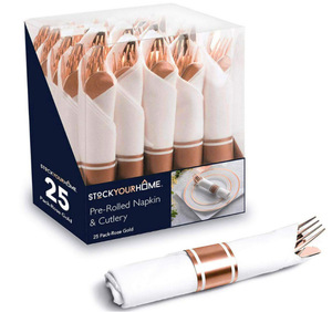 Cao cấp cán vàng bọc bạc thiết lập dao kéo dĩa dao thìa Khăn ăn dùng một lần Bộ dao kéo cho đám cưới bên - Product Image 6