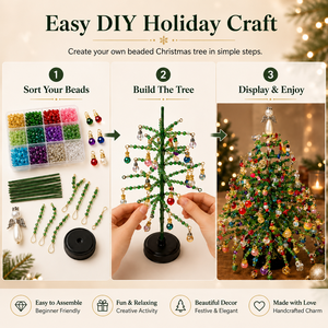 ชุดทำต้นคริสต์มาสด้วยลูกปัด DIY พร้อมฐานตั้งและเครื่องประดับลูกปัดหลากสีสัน ตุ๊กตานางฟ้าประดับยอด สำหรับตกแต่งบ้านในช่วงเทศกาล - Product Image 2