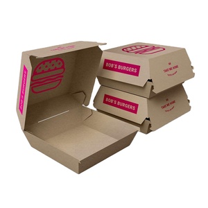 White Biodegradable Craft Fries Hamburger Box Packaging Custom Print Packing Cardboard Paper Burger Box