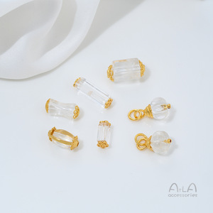 Bracelet, collier et accessoire DIY avec une forte rétention de couleur en or sable incrusté de perles de cristal blanc naturel, Bucket Be - Product Image 1