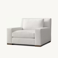Fauteuil en lin blanc de luxe moderne AH avec repose-pieds, siège large et confortable, fauteuil rembourré pour salon, mobilier d'hôtel