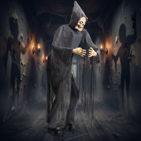 Décoration animée lumineuse de l'Ange de la mort électrique à induction pour l'extérieur, thème Halloween, pour maison hantée et parc d'attractions