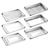 Plateau à fond plat en acier inoxydable de haute qualité Plateaux de service carrés profonds Plaque rectangulaire Plateau de cuisson Pan