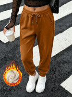 Pantalon de jogging décontracté pour femme, doublé polaire épais, avec cordon de serrage à la taille et chevilles côtelées, idéal pour l'entraînement et la détente