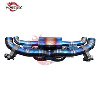 Échappement Catback Valvetronic en Titane Grade 5 Vortex Haute Performance Finition Bleu Brûlé Écailles de Poisson Soudées pour Porsche 992 Carrera
