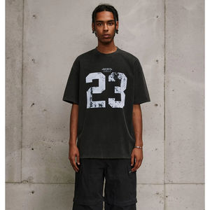 T-shirts unisexes respirants à col rond en coton 100% lourd, tricotés, à impression numérique personnalisée, coupe régulière - Product Image 2