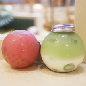 300ml 500ml Nouveau Design PET Juice Boba Tea Can Bouteille en forme <span class=keywords><strong>de</strong></span> <span class=keywords><strong>boule</strong></span> en plastique vide avec couvercles en <span class=keywords><strong>aluminium</strong></span> troués - Product Image 4