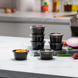Clear Disposable Restaurant Small Plastic <b>Sauce</b> Containers Portion Cup with Lids - Product Image 3